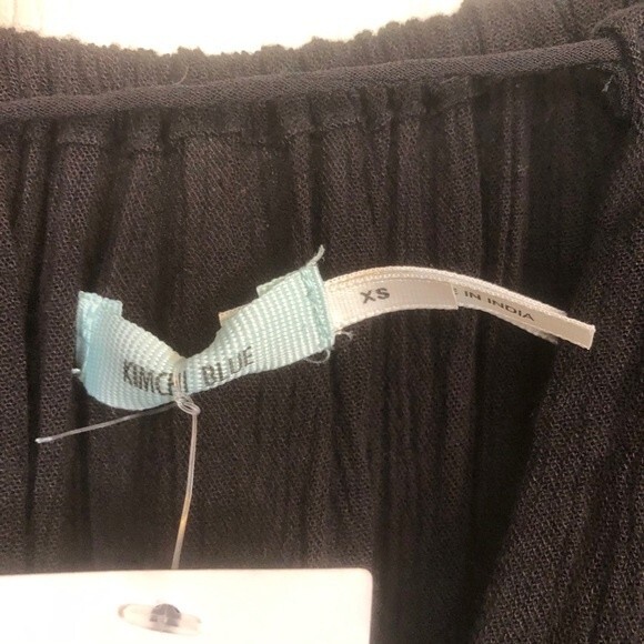 KIMCHI BLUE X-Small NWT Black Peasant Flowy Boho Chic V-Neck Tassels Oversized - Picture 3 of 8